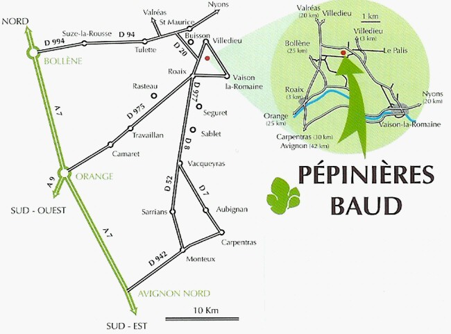 Plan d'accès des Pépinières Baud